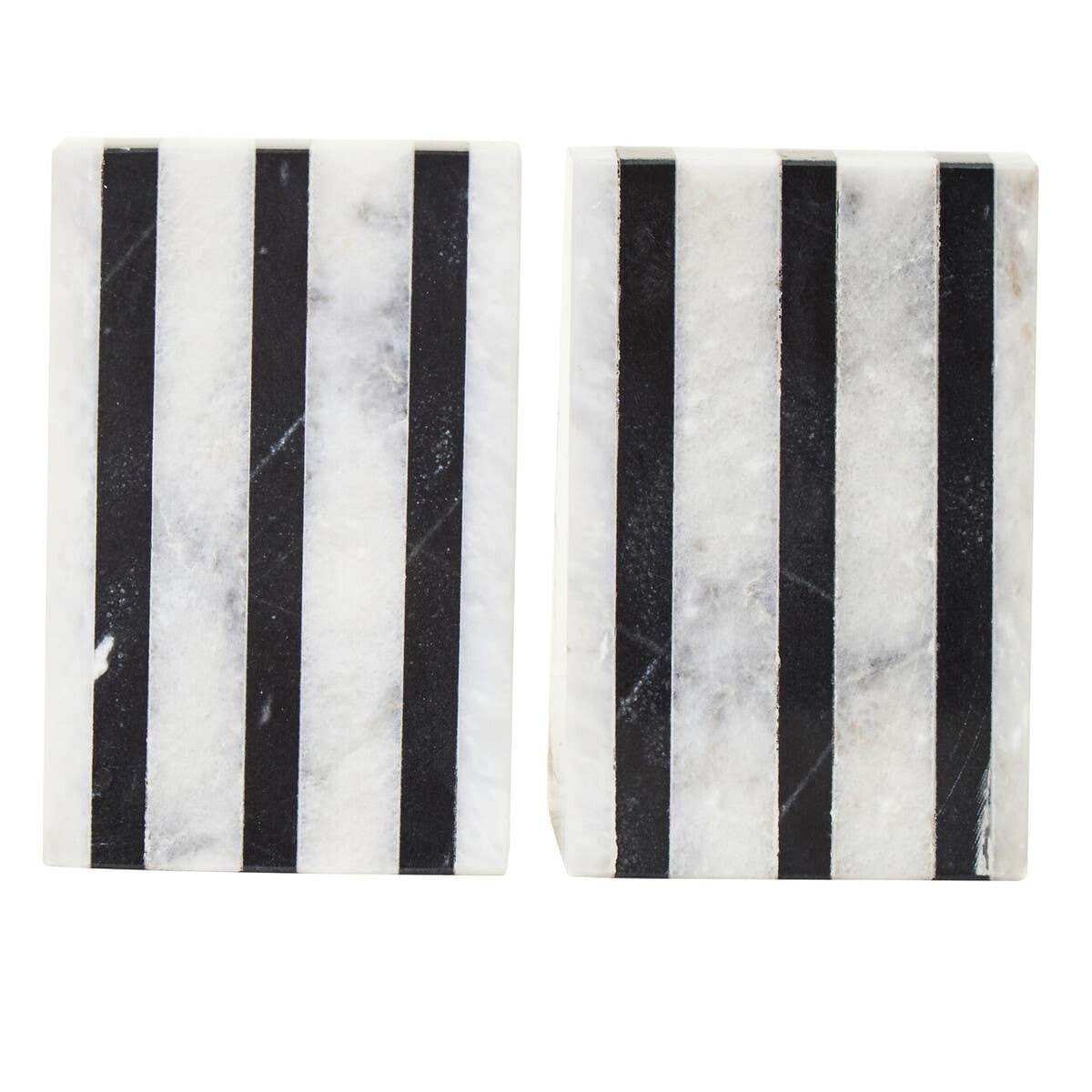 Hamilton Interiors Accessories Soma Set of Two Striped White Marble Bookends House of Isabella UK