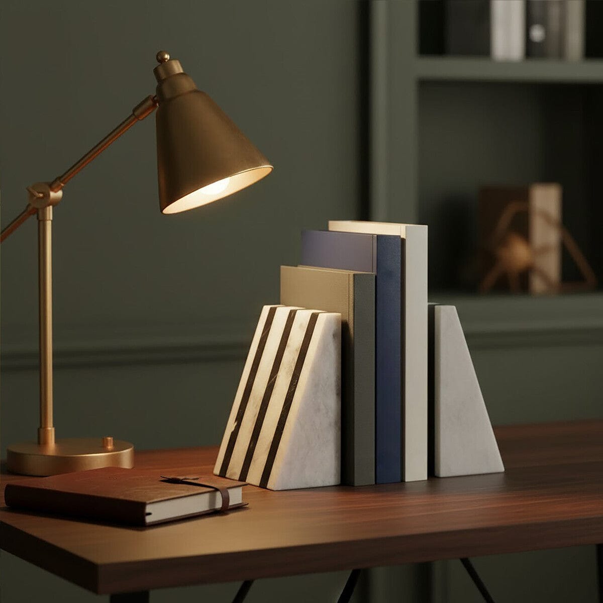 Hamilton Interiors Accessories Soma Set of Two Striped White Marble Bookends House of Isabella UK