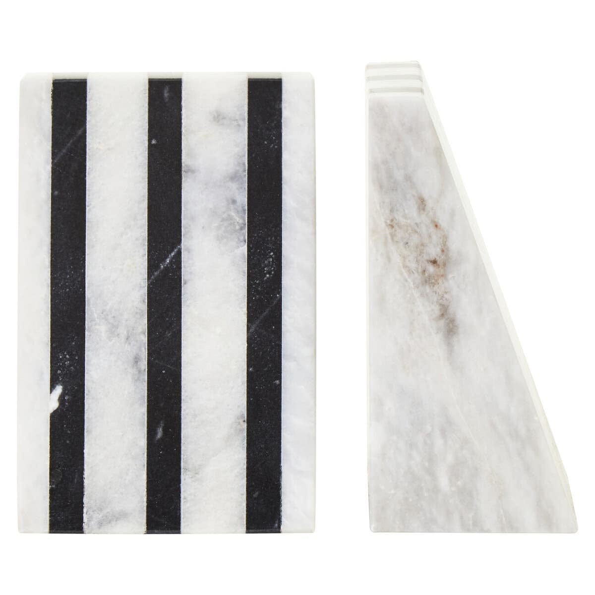 Hamilton Interiors Accessories Soma Set of Two Striped White Marble Bookends House of Isabella UK