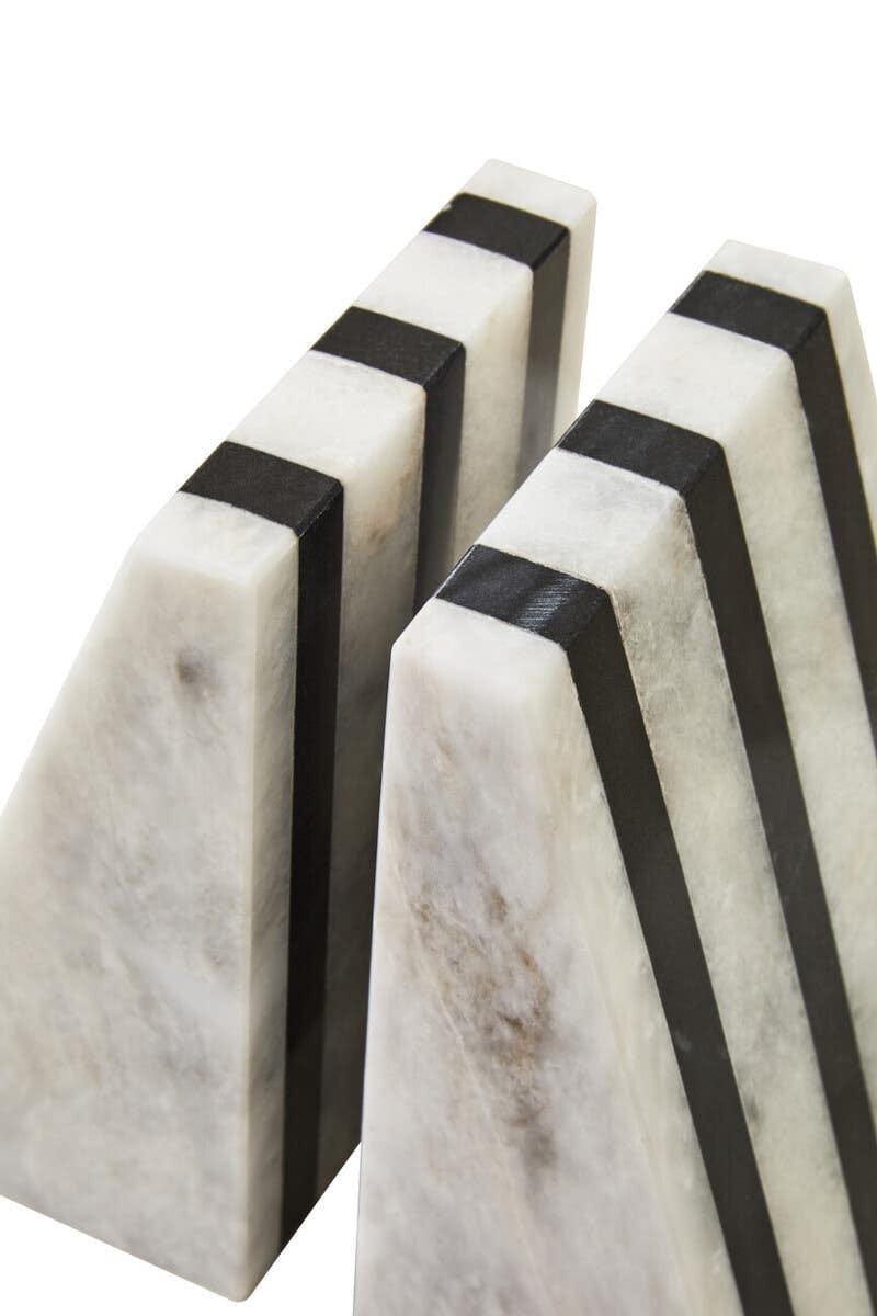 Hamilton Interiors Accessories Soma Set of Two Striped White Marble Bookends House of Isabella UK