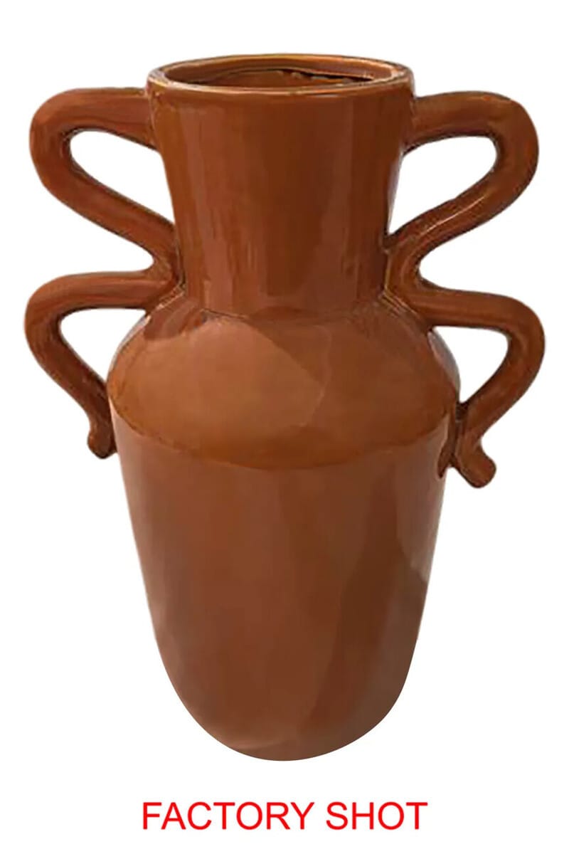Hamilton Interiors Accessories Sonata Large Burnt Orange Vase with Abstract Handles House of Isabella UK