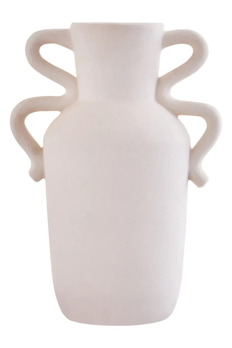 Hamilton Interiors Accessories Sonata Large White Vase with Abstract Handles House of Isabella UK