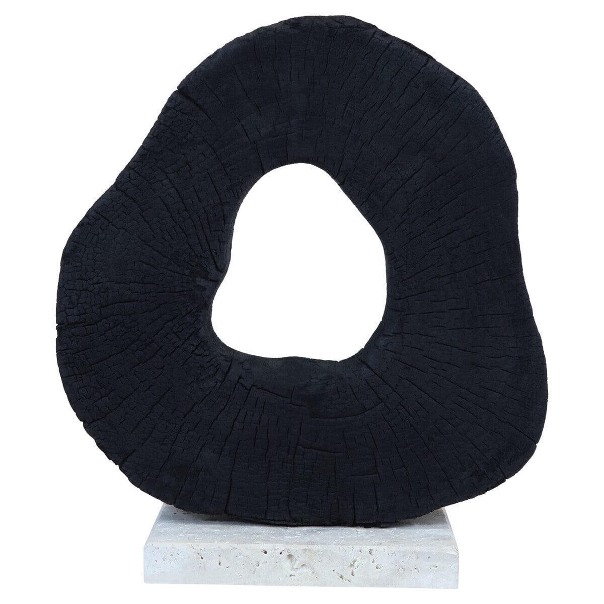 Hamilton Interiors Accessories Tibor Black Mango Wood Sculpture with Travertine Base House of Isabella UK