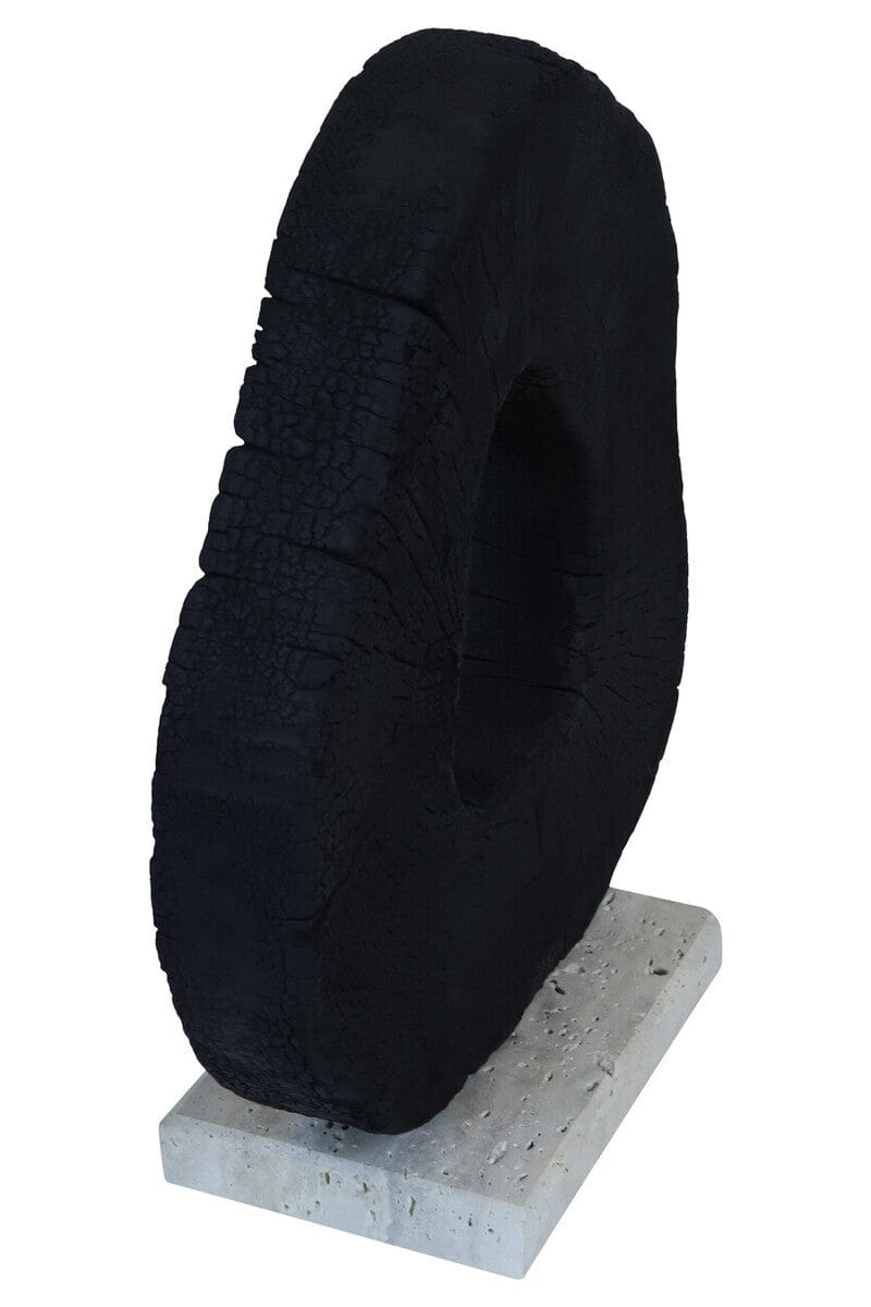 Hamilton Interiors Accessories Tibor Black Mango Wood Sculpture with Travertine Base House of Isabella UK