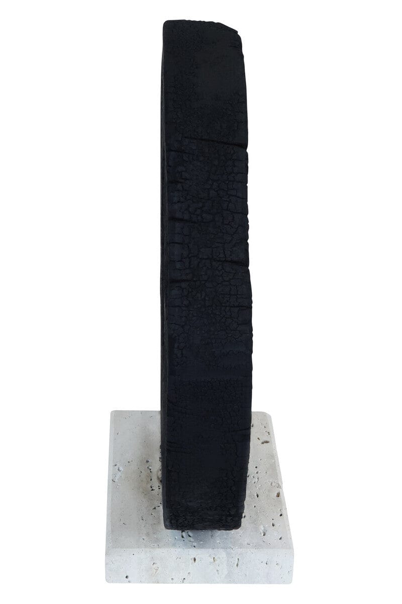Hamilton Interiors Accessories Tibor Black Mango Wood Sculpture with Travertine Base House of Isabella UK
