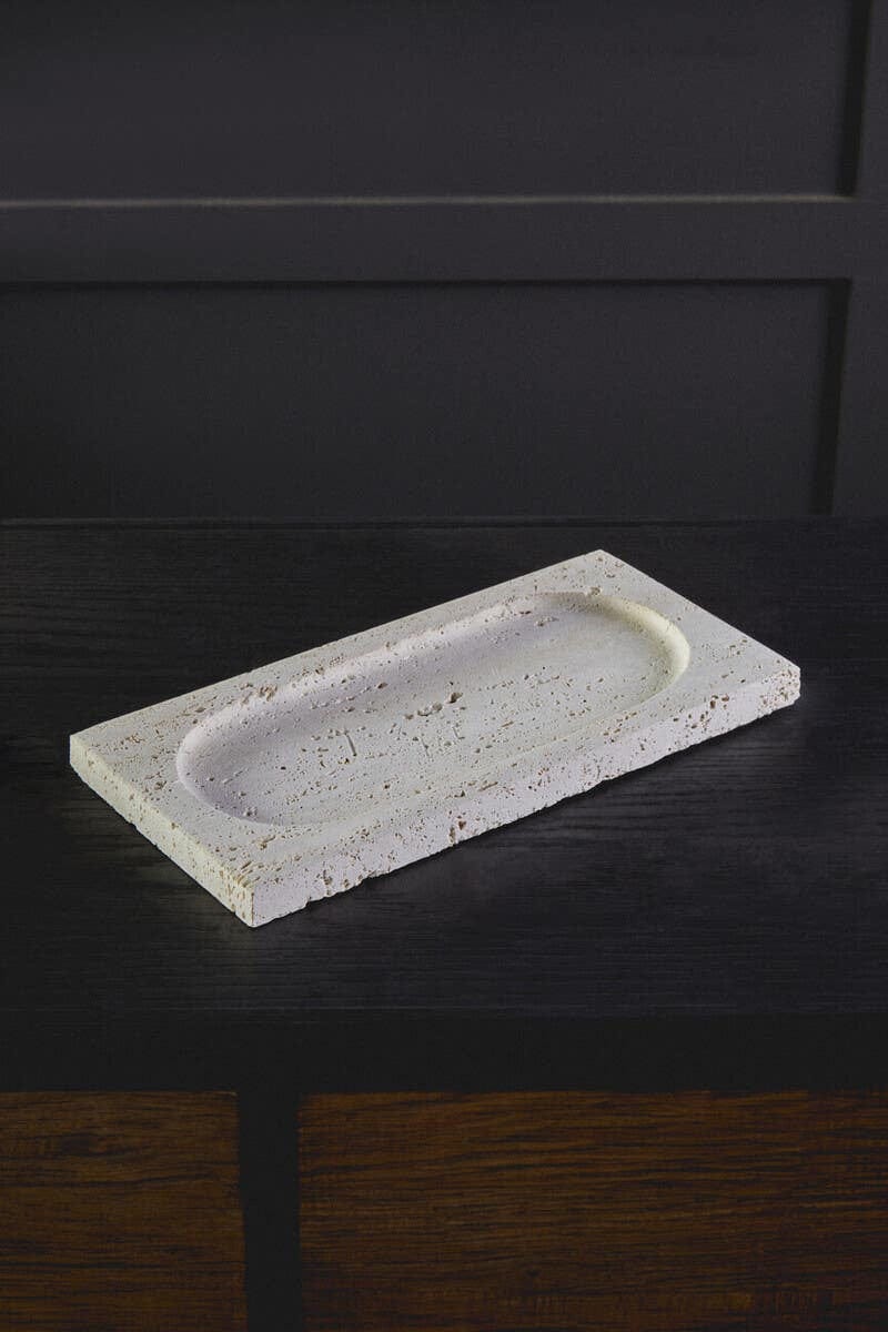 Hamilton Interiors Accessories Tibor Travertine Rectangular Decorative Tray House of Isabella UK