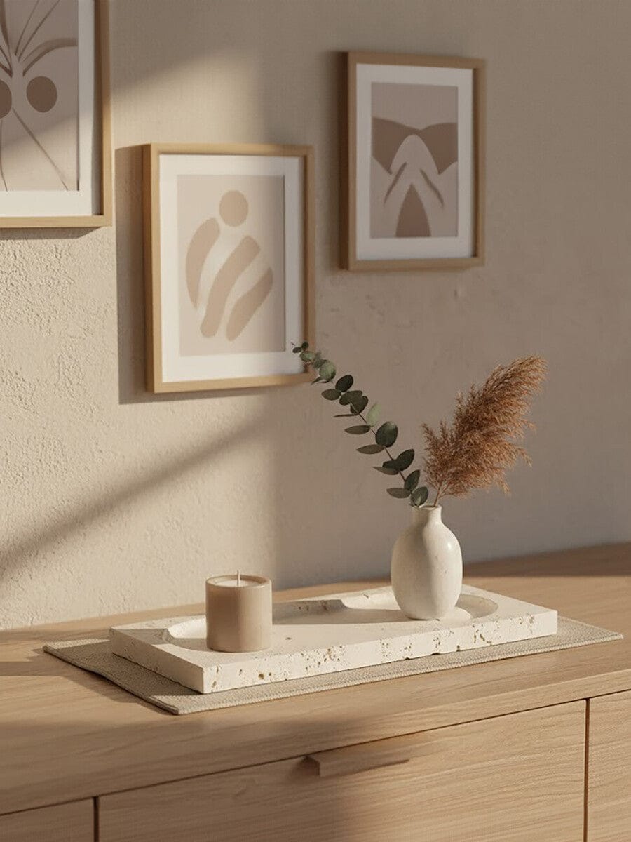 Hamilton Interiors Accessories Tibor Travertine Rectangular Decorative Tray House of Isabella UK