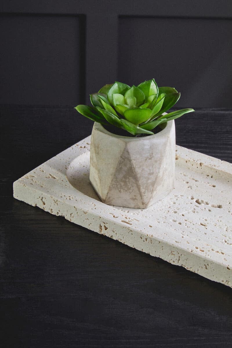 Hamilton Interiors Accessories Tibor Travertine Rectangular Decorative Tray House of Isabella UK