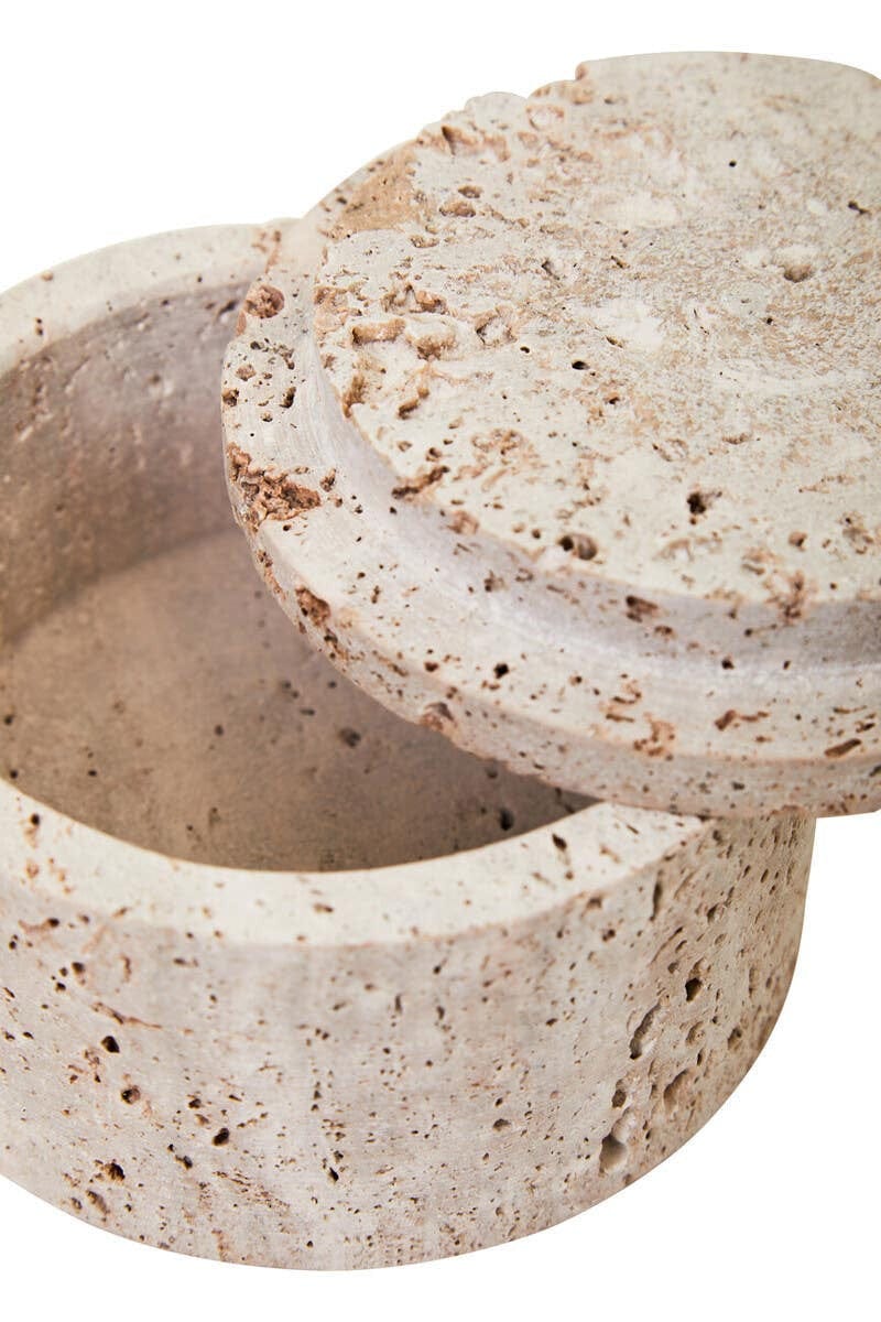 Hamilton Interiors Accessories Tibor Travertine Round Trinket Box House of Isabella UK