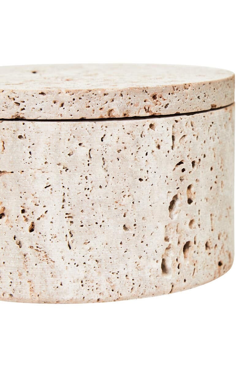Hamilton Interiors Accessories Tibor Travertine Round Trinket Box House of Isabella UK