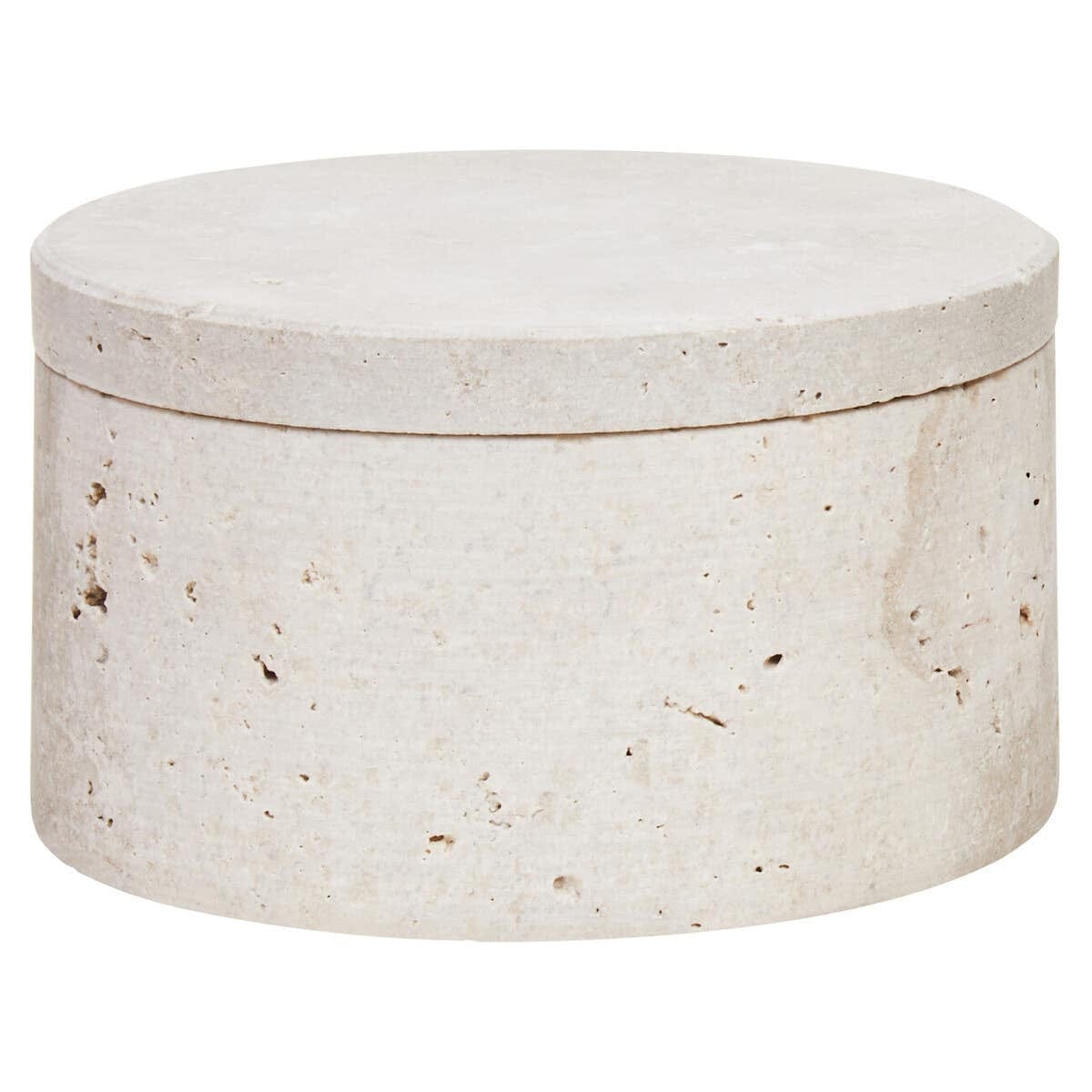 Hamilton Interiors Accessories Tibor Travertine Round Trinket Box House of Isabella UK