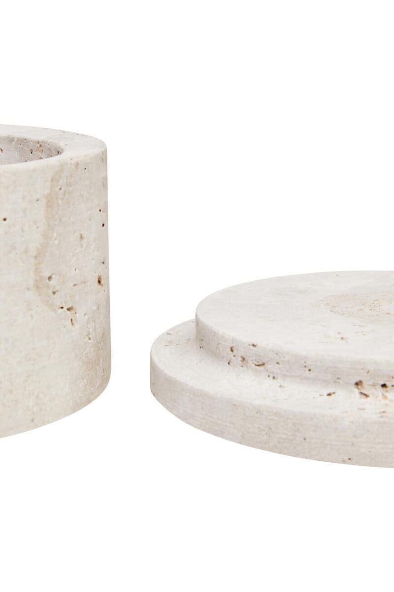 Hamilton Interiors Accessories Tibor Travertine Round Trinket Box House of Isabella UK