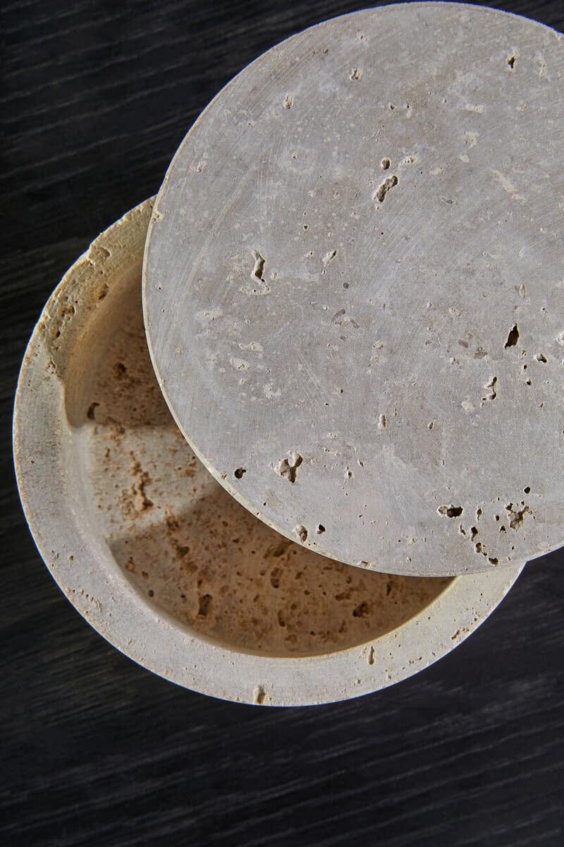 Hamilton Interiors Accessories Tibor Travertine Round Trinket Box House of Isabella UK