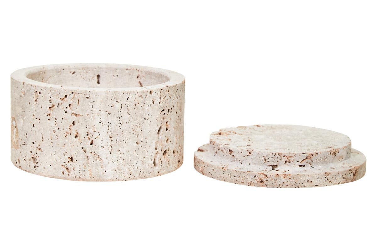 Hamilton Interiors Accessories Tibor Travertine Round Trinket Box House of Isabella UK