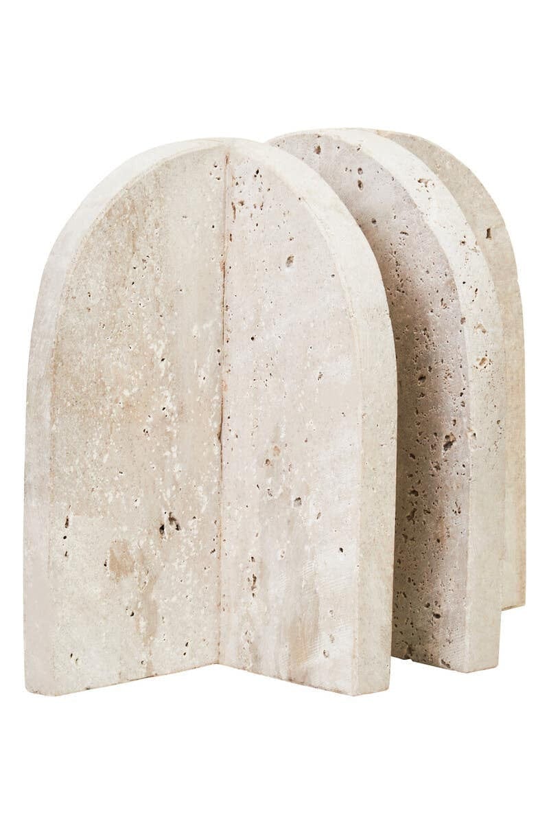 Hamilton Interiors Accessories Tibor Travertine Set of 2 Arched Bookends House of Isabella UK