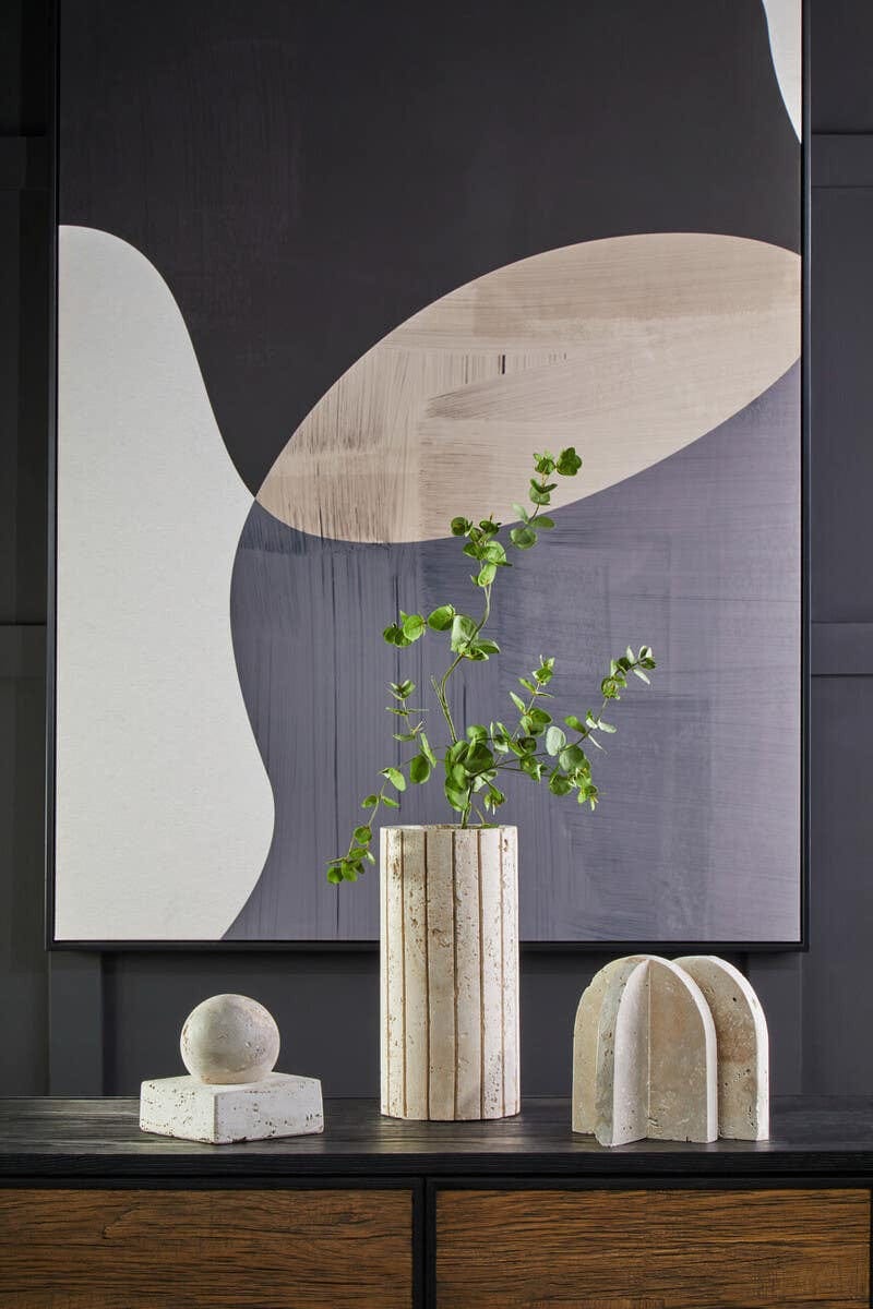 Hamilton Interiors Accessories Tibor Travertine Set of 2 Arched Bookends House of Isabella UK