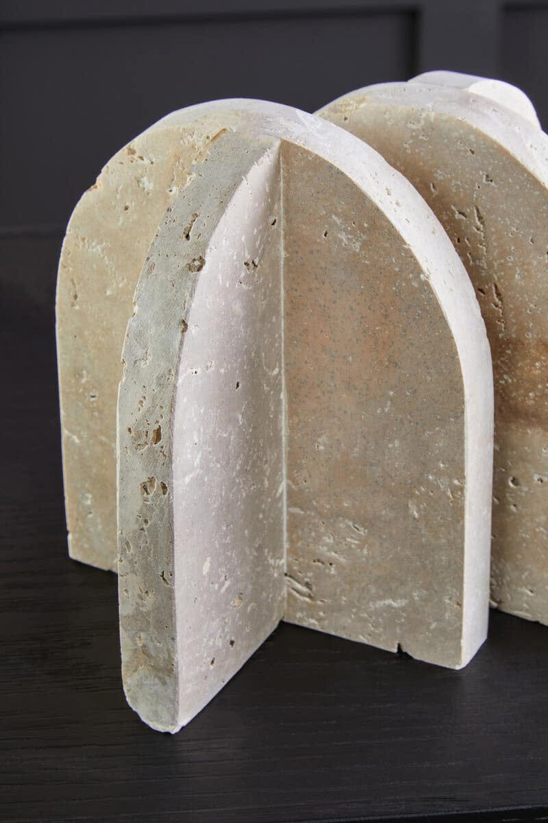 Hamilton Interiors Accessories Tibor Travertine Set of 2 Arched Bookends House of Isabella UK