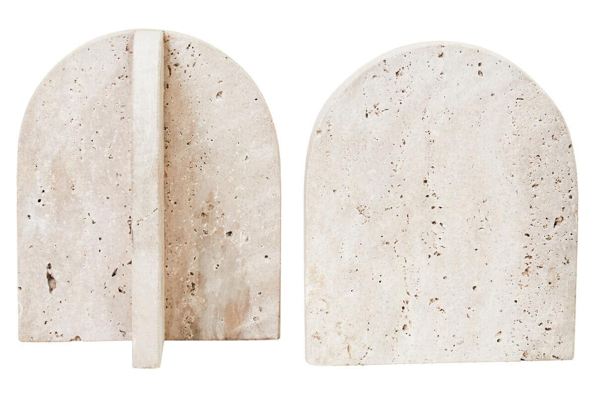 Hamilton Interiors Accessories Tibor Travertine Set of 2 Arched Bookends House of Isabella UK