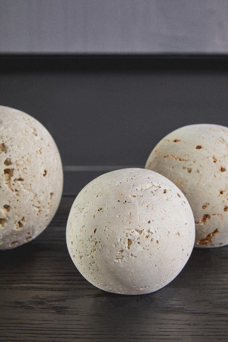 Hamilton Interiors Accessories Tibor Travertine Set of 3 Deco Balls House of Isabella UK
