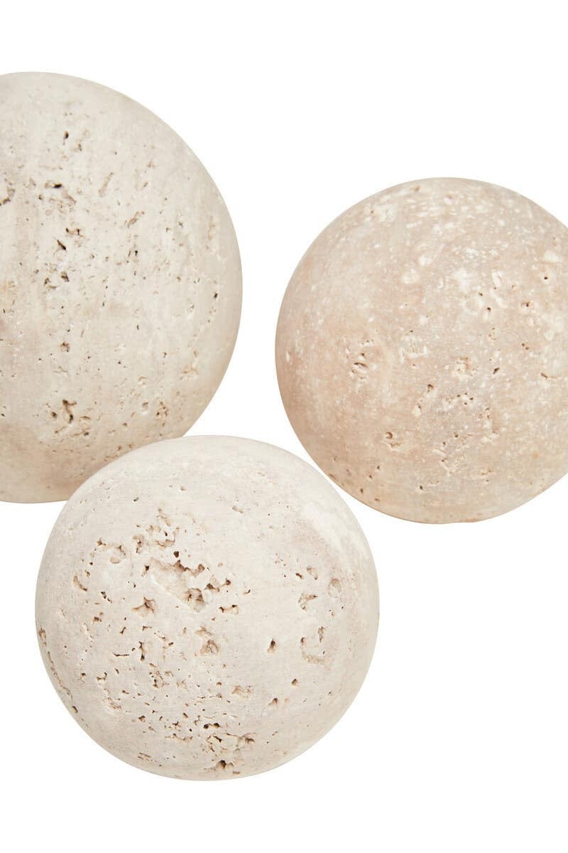Hamilton Interiors Accessories Tibor Travertine Set of 3 Deco Balls House of Isabella UK
