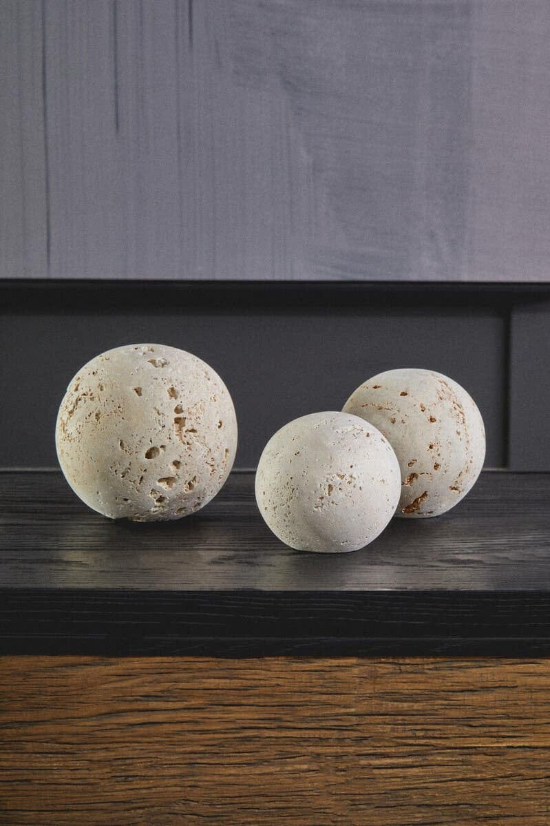 Hamilton Interiors Accessories Tibor Travertine Set of 3 Deco Balls House of Isabella UK