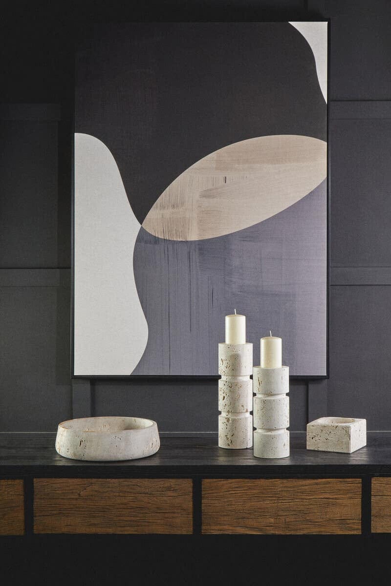 Hamilton Interiors Accessories Tibor Travertine Small Candle Holder House of Isabella UK