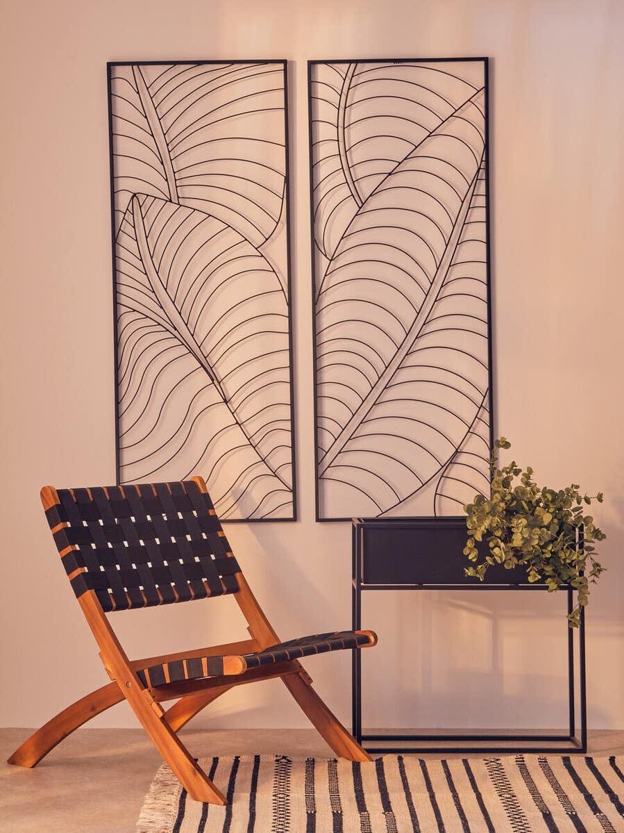 Hamilton Interiors Accessories Trento Large Black Leaf Design Wall Art House of Isabella UK