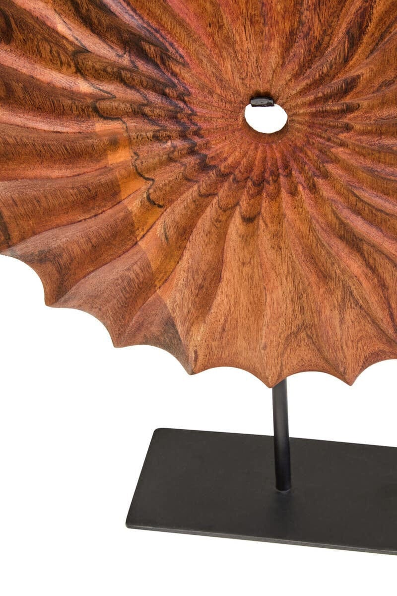 Hamilton Interiors Accessories Westo Brown Wood Round Sculpture With Black Base House of Isabella UK