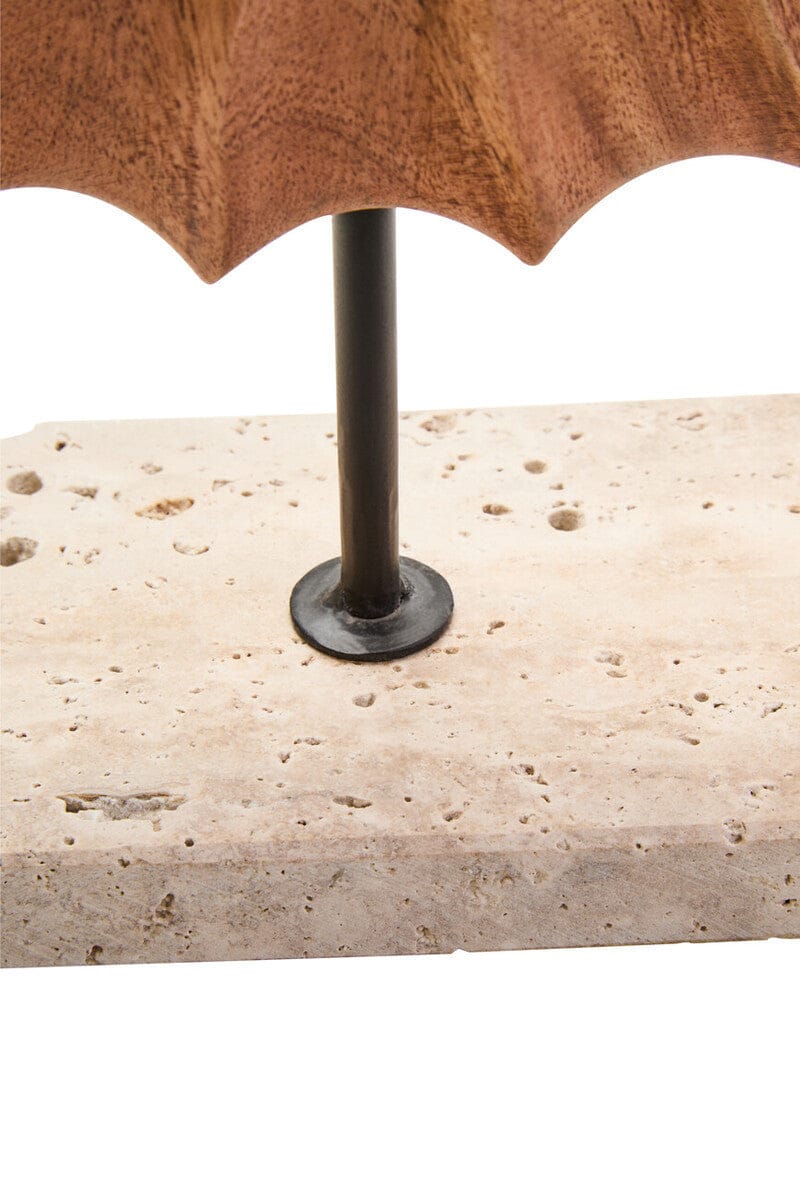 Hamilton Interiors Accessories Westo Natural Wood Round Sculpture with Travertine Base House of Isabella UK
