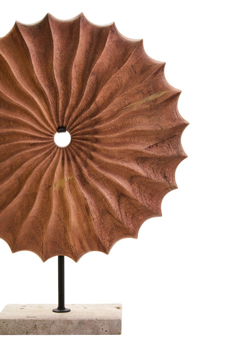 Hamilton Interiors Accessories Westo Natural Wood Round Sculpture with Travertine Base House of Isabella UK