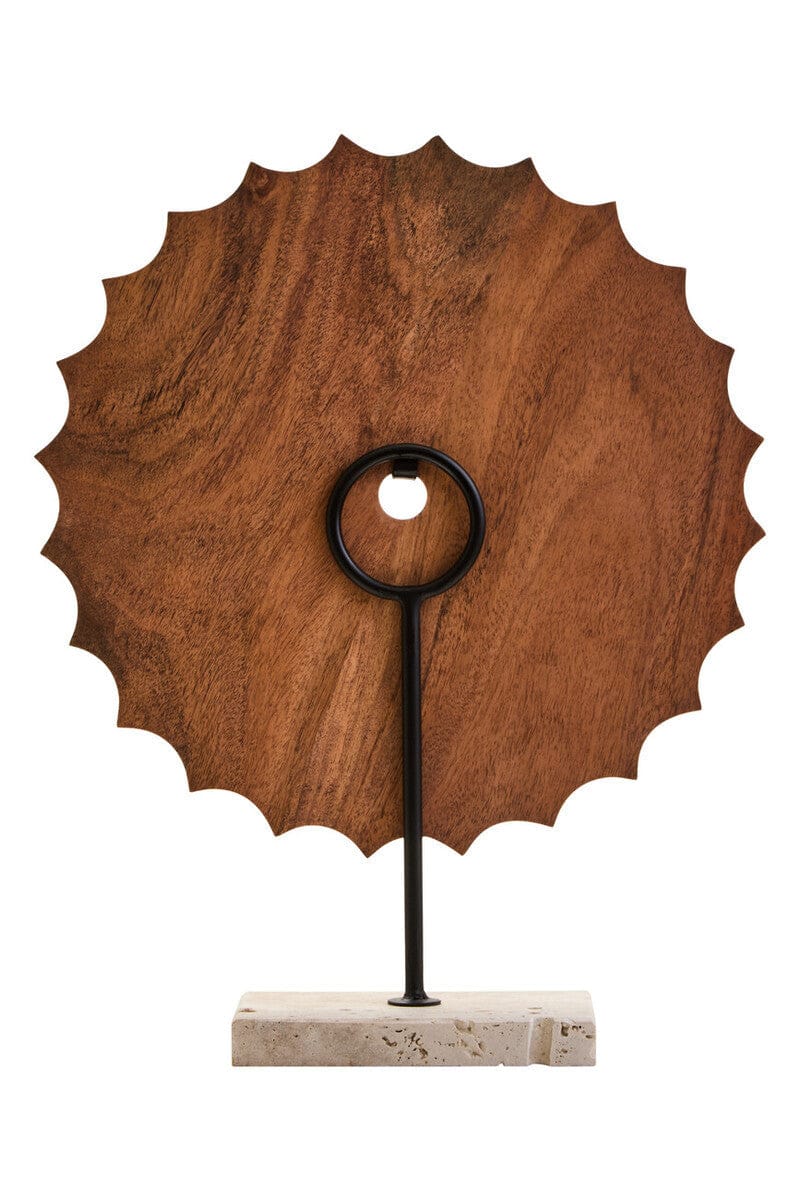 Hamilton Interiors Accessories Westo Natural Wood Round Sculpture with Travertine Base House of Isabella UK