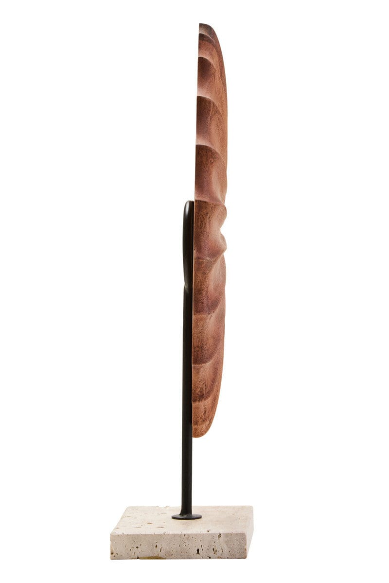 Hamilton Interiors Accessories Westo Natural Wood Round Sculpture with Travertine Base House of Isabella UK