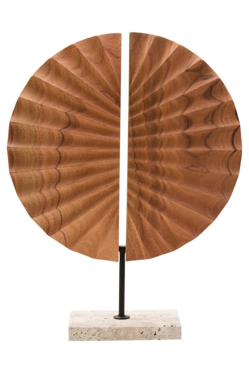 Hamilton Interiors Accessories Westo Natural Wood Sculpture With Travertine Base House of Isabella UK