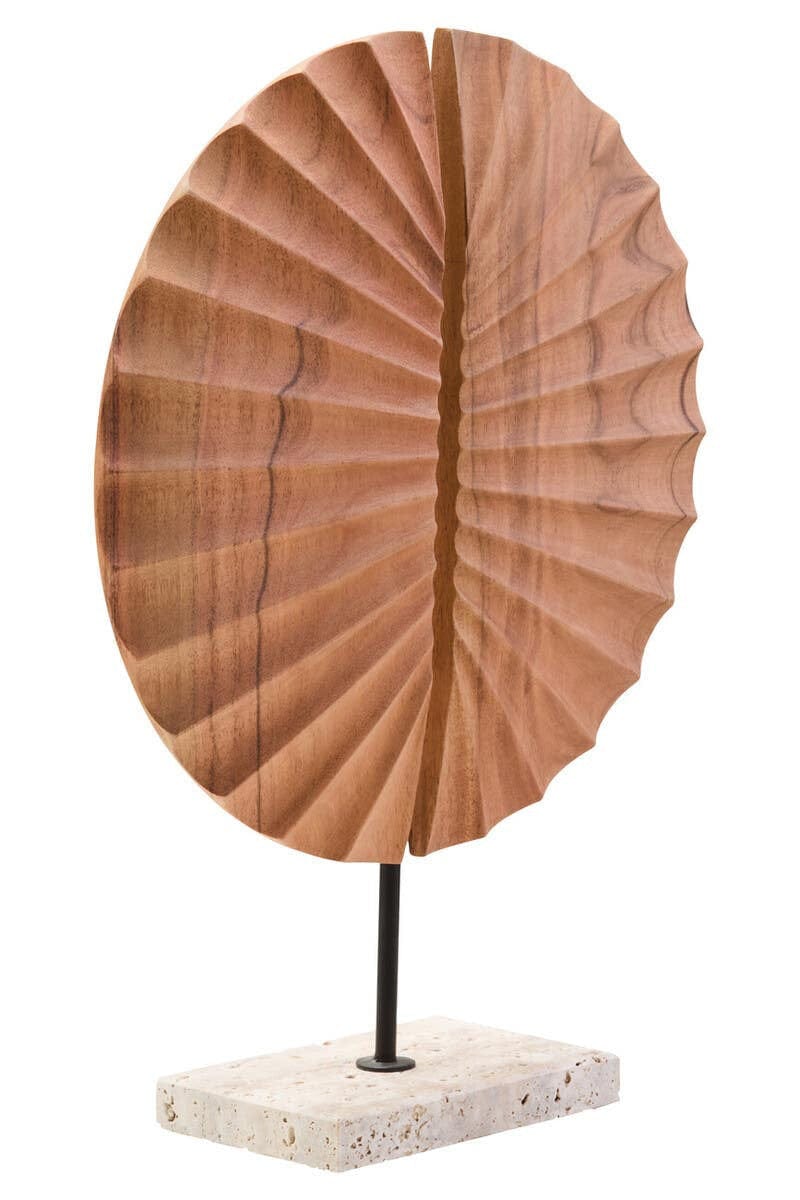 Hamilton Interiors Accessories Westo Natural Wood Sculpture With Travertine Base House of Isabella UK