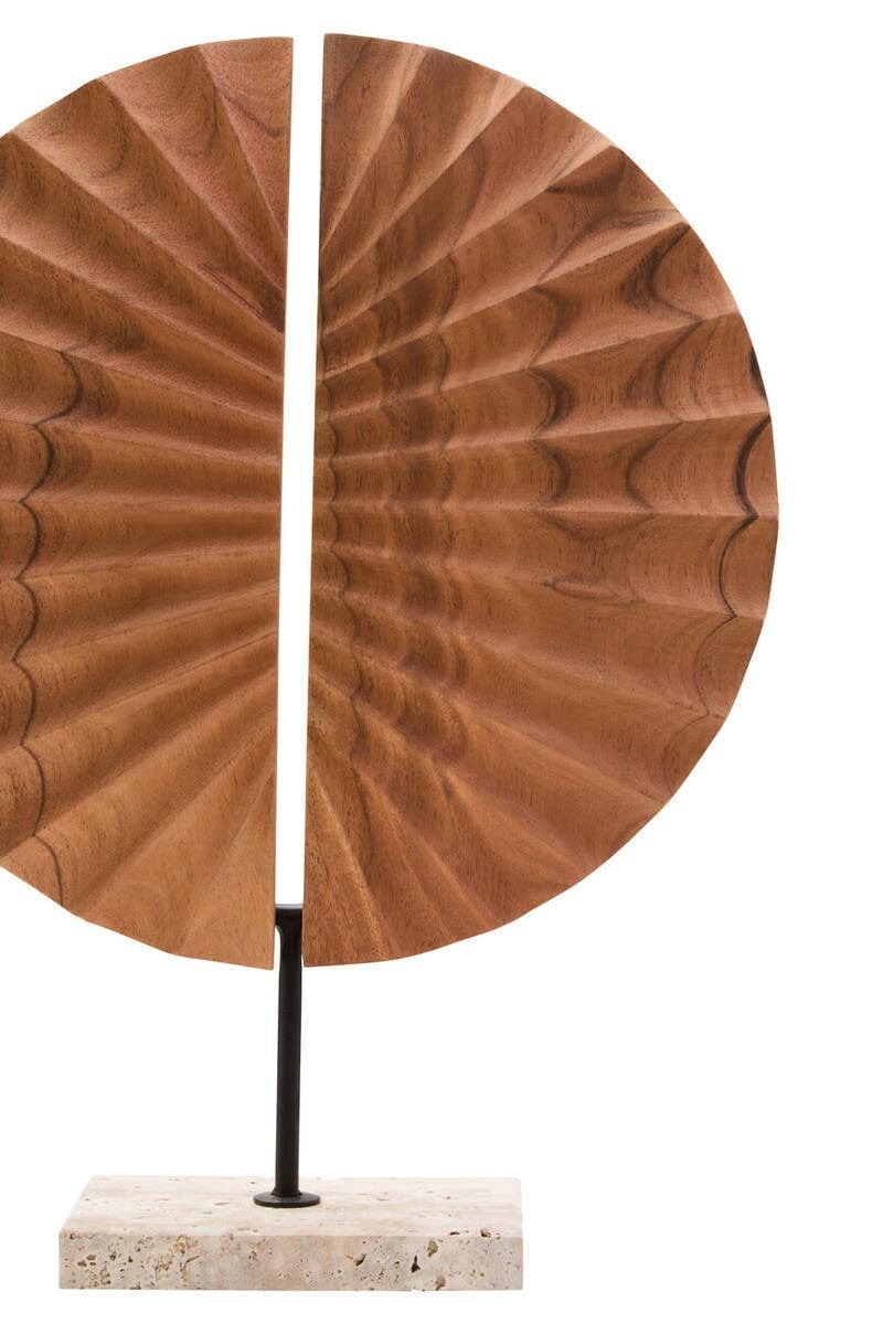 Hamilton Interiors Accessories Westo Natural Wood Sculpture With Travertine Base House of Isabella UK