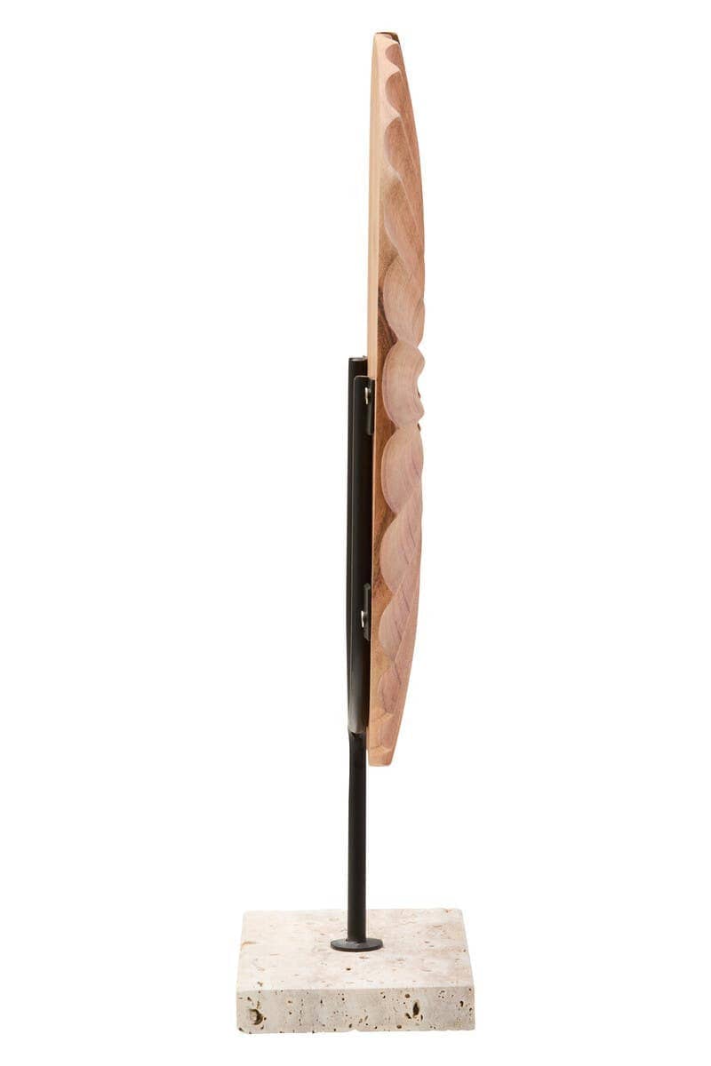 Hamilton Interiors Accessories Westo Natural Wood Sculpture With Travertine Base House of Isabella UK