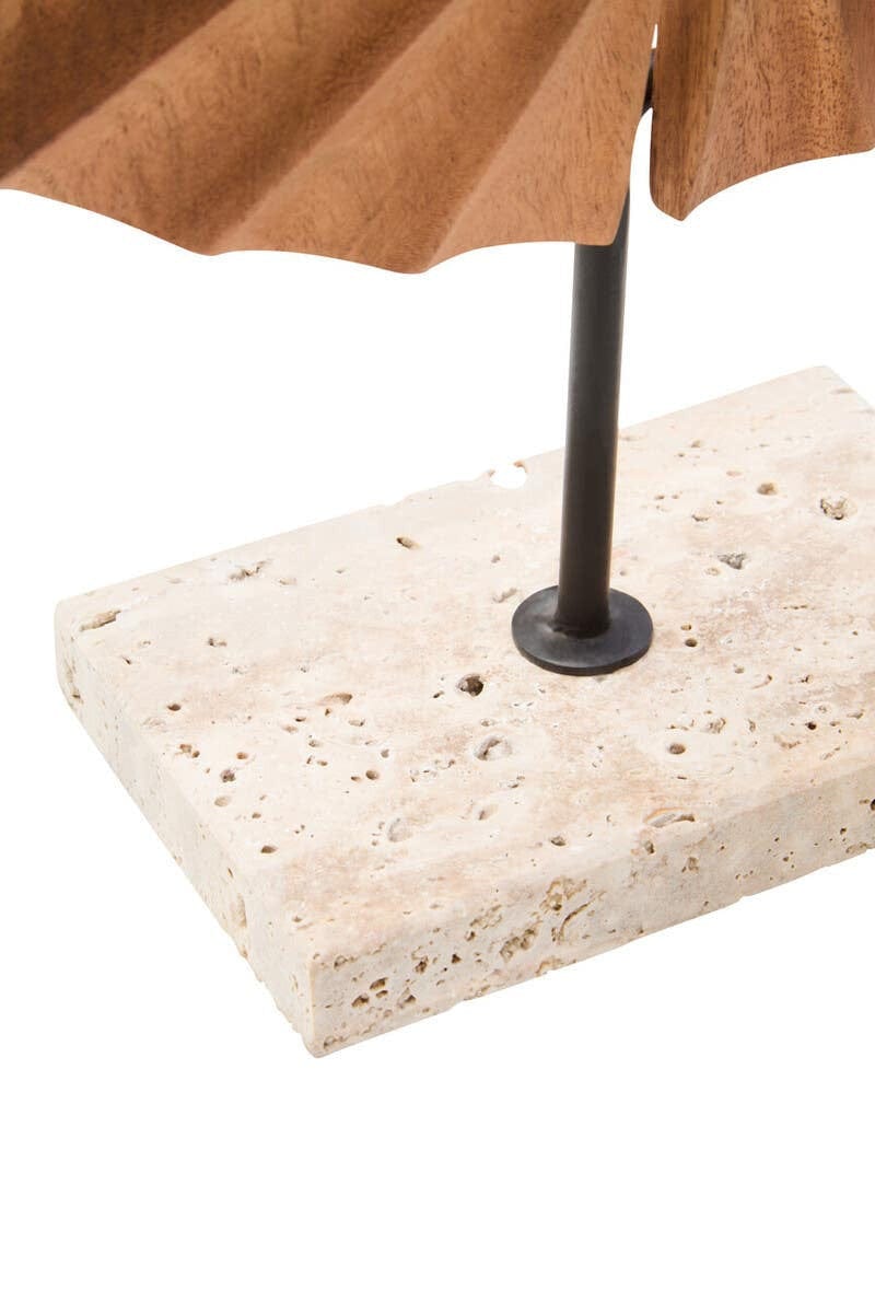 Hamilton Interiors Accessories Westo Natural Wood Sculpture With Travertine Base House of Isabella UK