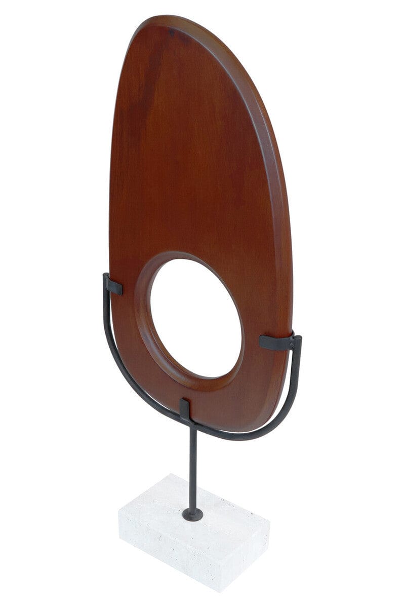 Hamilton Interiors Accessories Westo Natural Wood Vertical Sculpture With Travertine Base House of Isabella UK