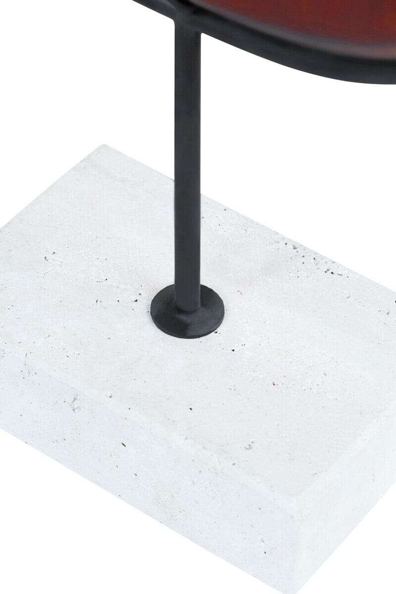Hamilton Interiors Accessories Westo Natural Wood Vertical Sculpture With Travertine Base House of Isabella UK