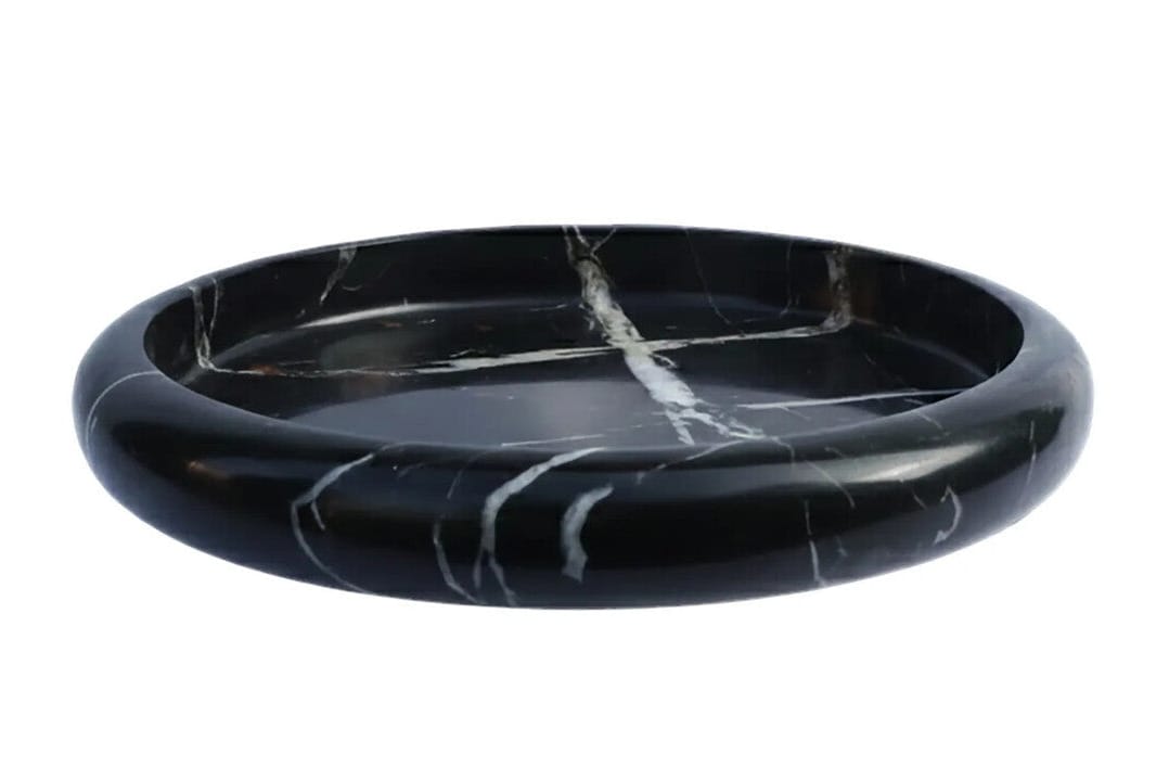 Hamilton Interiors Accessories Zoro Black and White Marble Round Tray House of Isabella UK