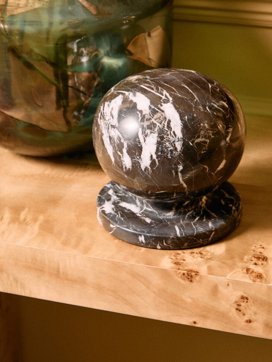 Hamilton Interiors Accessories Zoro Black and White Veined Marble Ball Sculpture House of Isabella UK