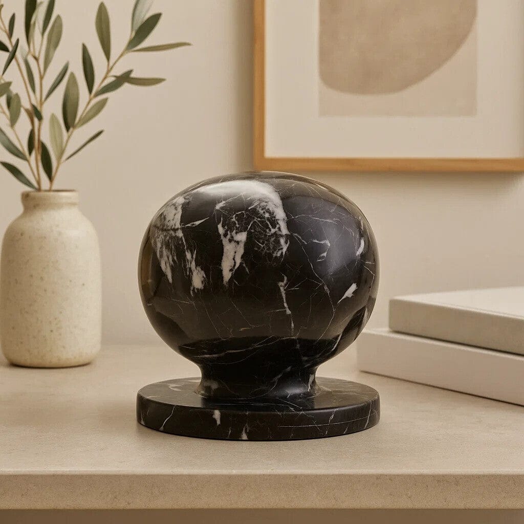 Hamilton Interiors Accessories Zoro Black and White Veined Marble Ball Sculpture House of Isabella UK
