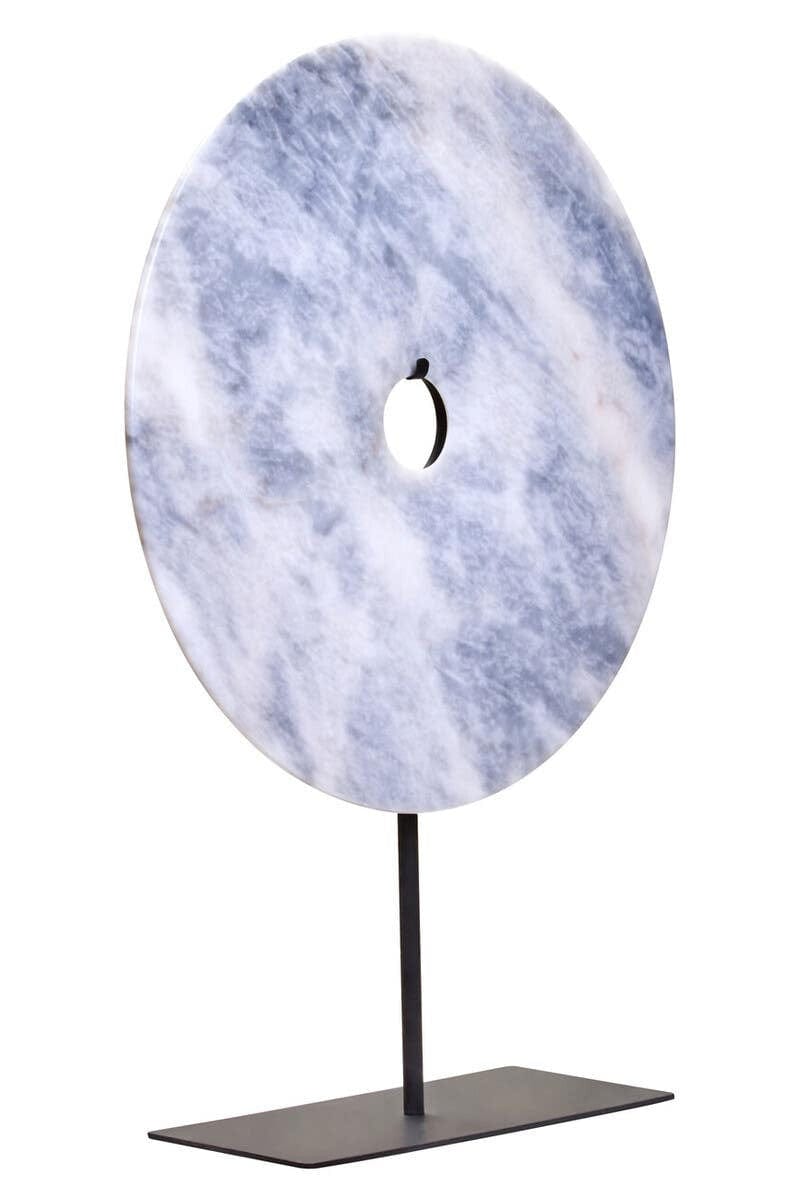 Hamilton Interiors Accessories Zoro Extra Large Round Dia 35cm Grey Marble Disc Sculpture House of Isabella UK
