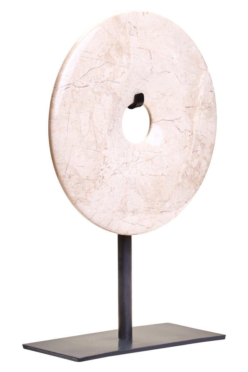 Hamilton Interiors Accessories Zoro Extra Small Cream Marble Round Dia 15cm Disc Sculpture House of Isabella UK