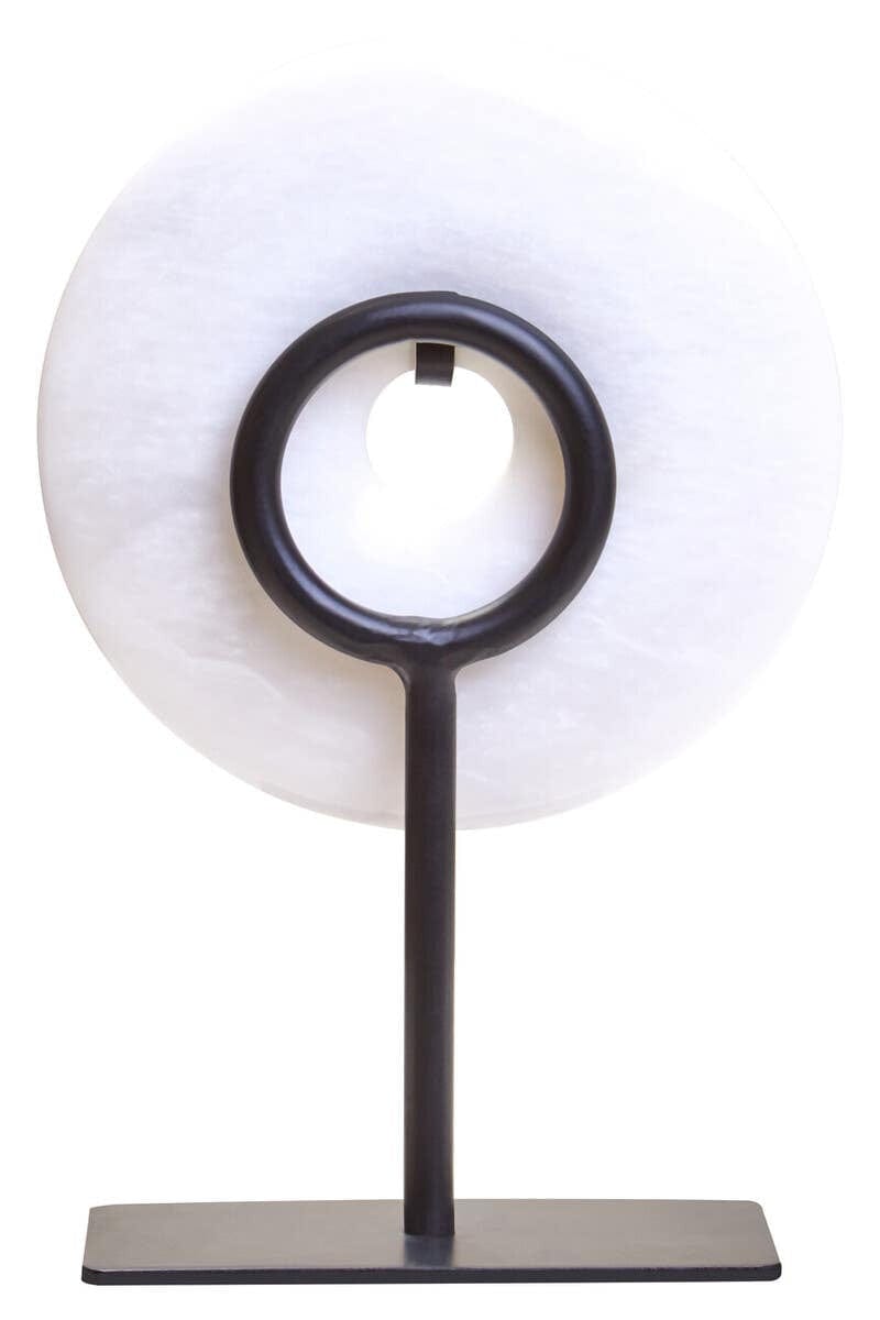 Hamilton Interiors Accessories Zoro Extra Small Round Dia 15cm White Marble Disc Sculpture House of Isabella UK