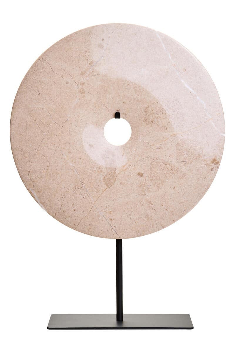 Hamilton Interiors Accessories Zoro Large Cream Marble Round Dia 30cm Disc Sculpture House of Isabella UK
