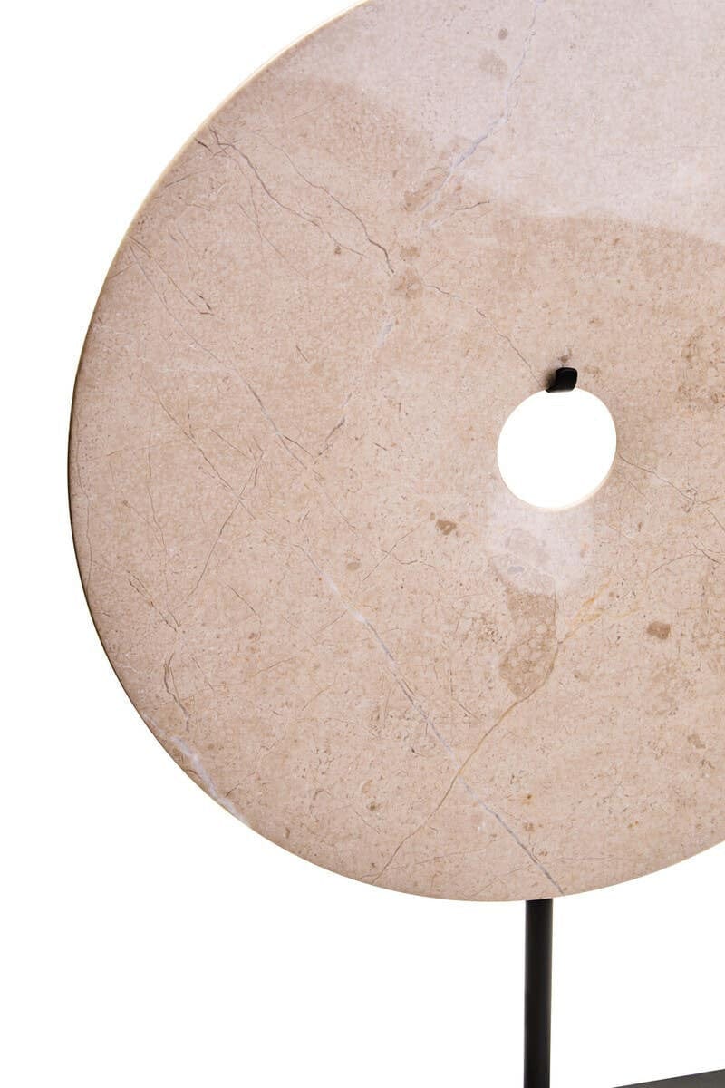 Hamilton Interiors Accessories Zoro Large Cream Marble Round Dia 30cm Disc Sculpture House of Isabella UK