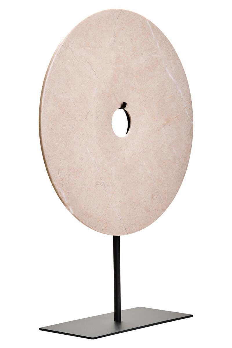 Hamilton Interiors Accessories Zoro Large Cream Marble Round Dia 30cm Disc Sculpture House of Isabella UK