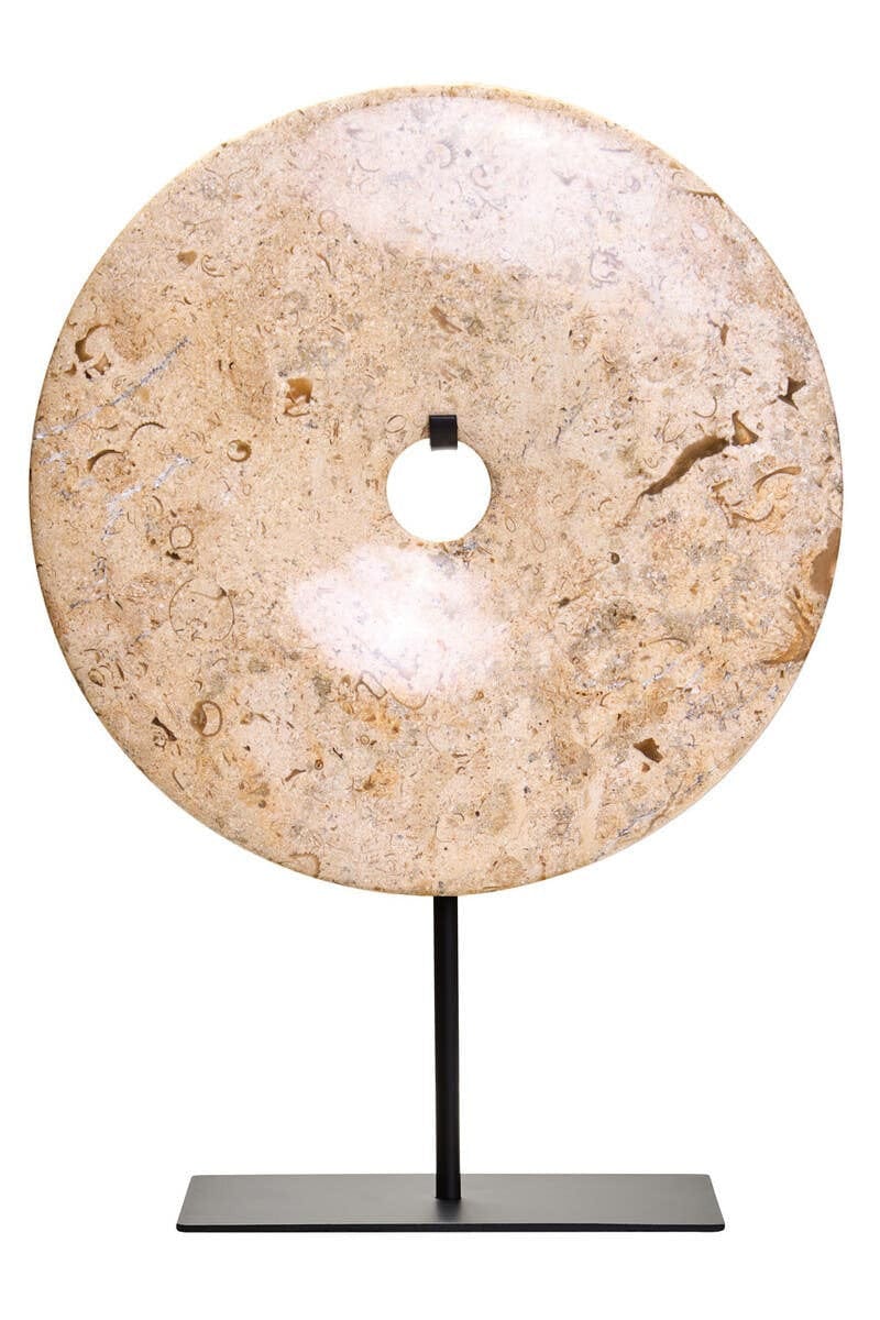 Hamilton Interiors Accessories Zoro Large Natural Speckled Marble Round Dia 30cm Disc Sculpture House of Isabella UK
