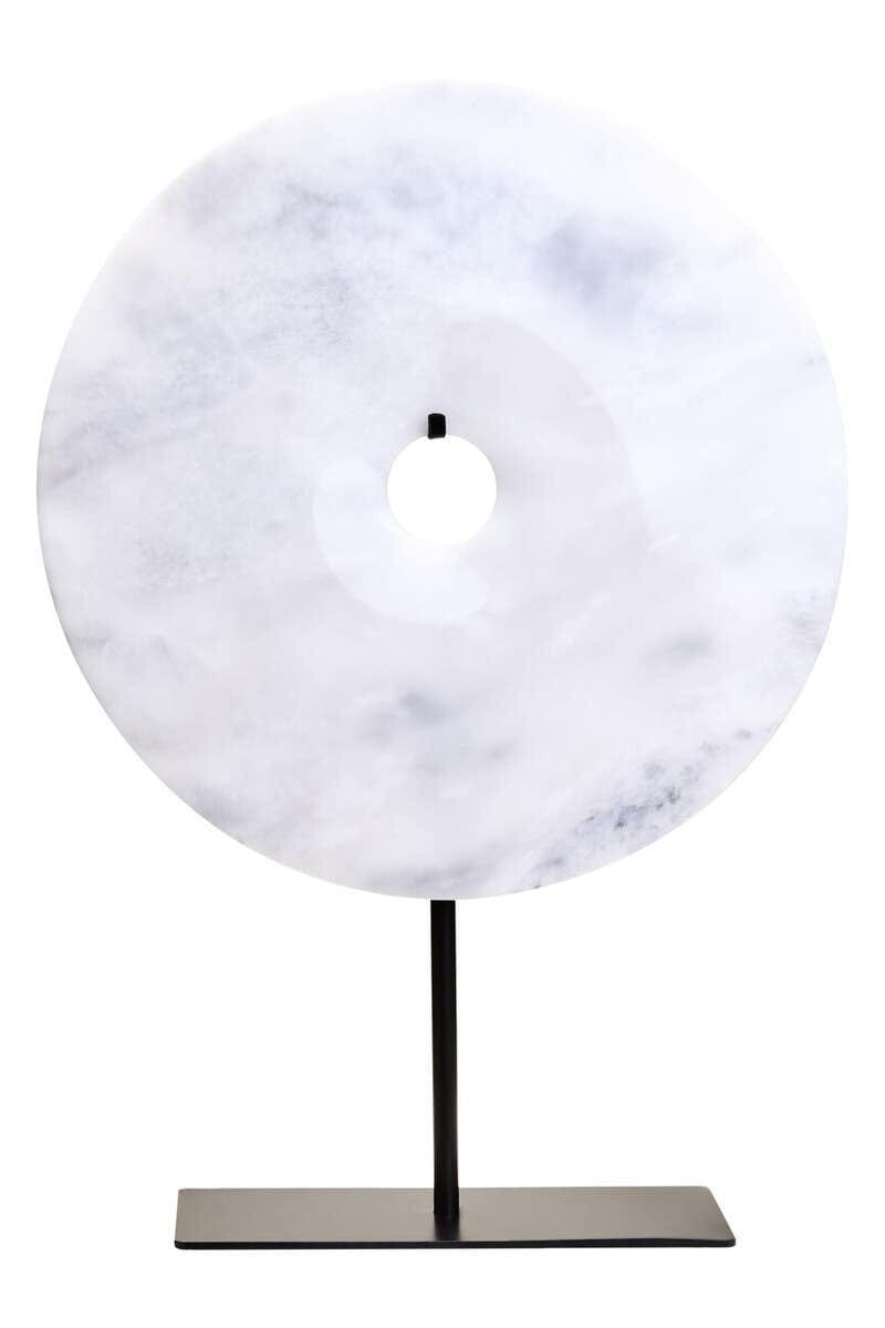 Hamilton Interiors Accessories Zoro Large Round Dia 30cm White Marble Disc Sculpture House of Isabella UK